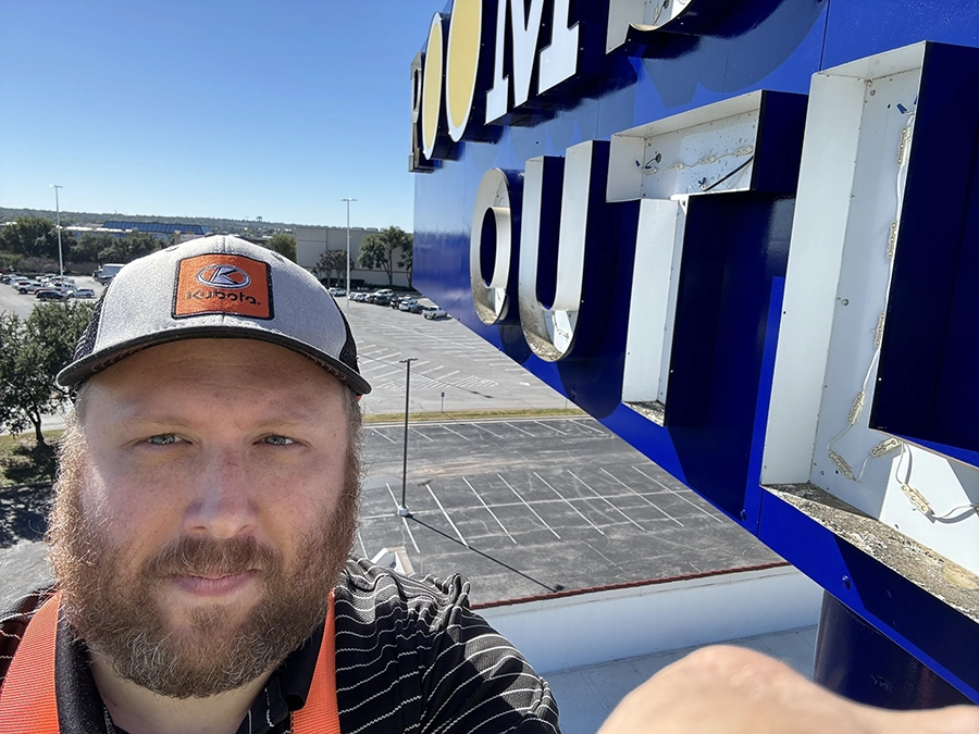 JJ Jaggers on a bucket truck