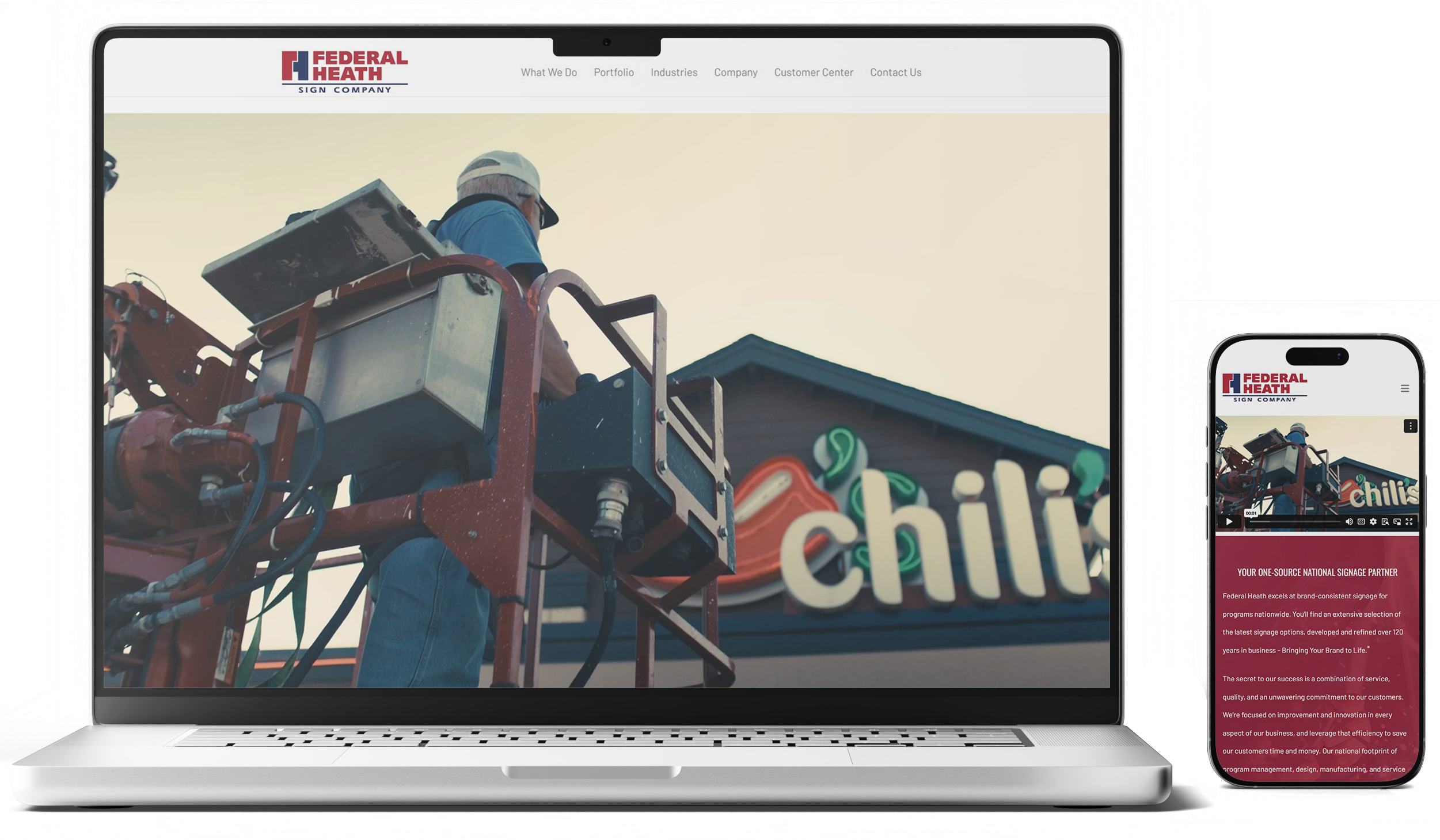 Laptop and phone mockup of the Federal Heath Sign Company website.