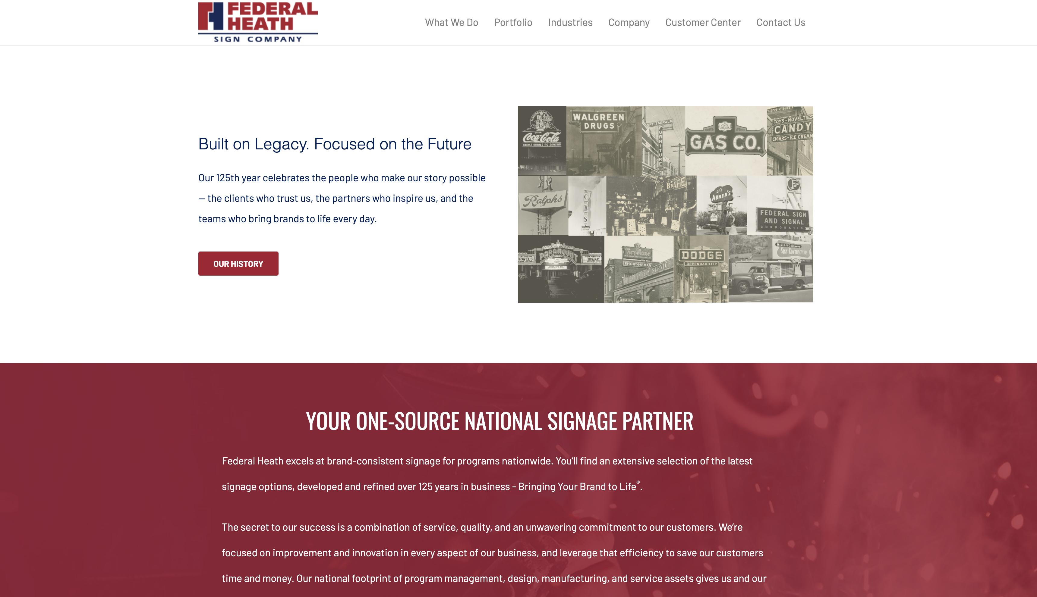 Screenshot of the Federal Heath Sign Company website.