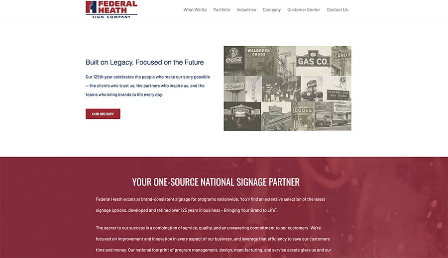 Federal Heath Sign Company website screenshot